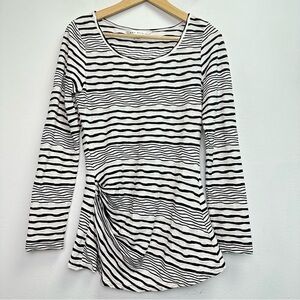 Max Studio Striped Textured Long Sleeve Tunic Top Size Medium